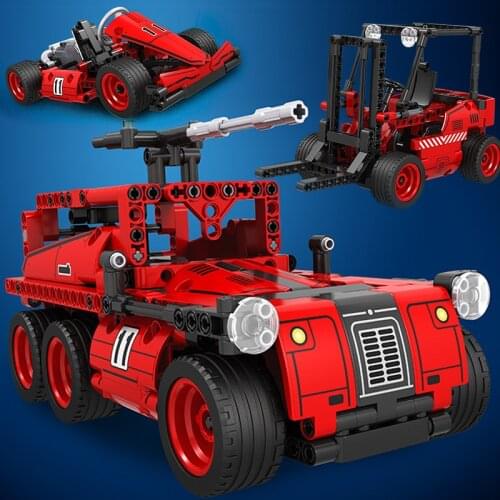 2 in 1 City Compatible Technical formula blocks F1 go-kart forklift sets Creative Moc model building bricks truck motobike