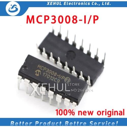 5PCS /10PCS /50PCS /100PCS MCP3008-I/P MCP3008 DIP16 SPI Serial Interface IC Analog to Digital Converter 100% New Original