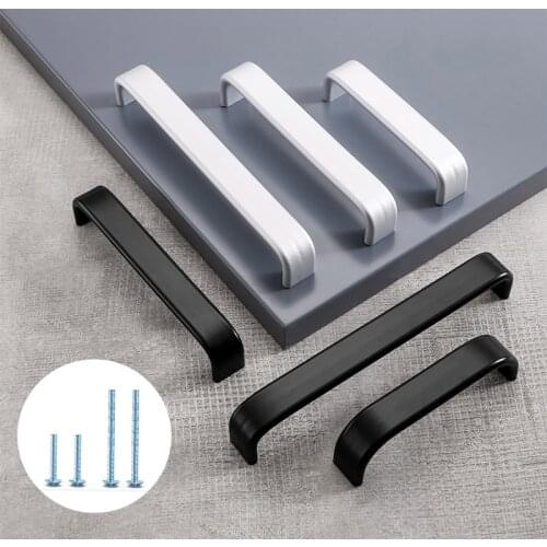 Aluminium Alloy U type Black Cabinet Knobs Kitchen Cabinet Handles Drawer Knobs Pulls Black Furniture Handle Cabinet Hardware