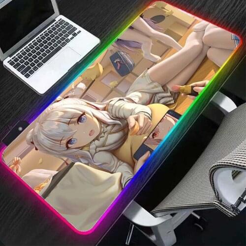 Anime PC laptop player large mouse pad led lighting keyboard color mousepad large gaming accessory pad desktop computer deskmat