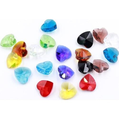 10/14mm Charms Glass Heart Faceted Beads Red Austria Crystal Love Pendants for Jewelry Accessories Earring DIY Making Needlewrok