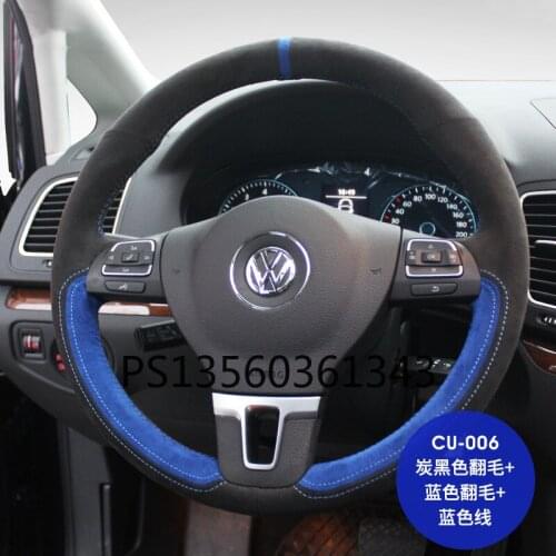 DIY hand-stitched steering wheel cover fit for Volkswagen VW CC Touareg Variant T-Cross Passat Touran suede handle cover