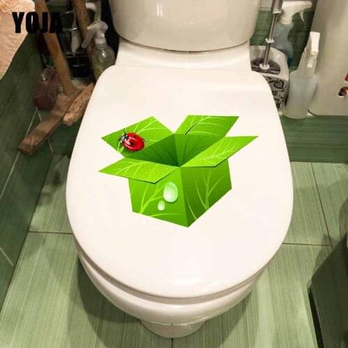 YOJA 22.4X15.6CM Modern Art Home Decor Toilet Wall Sticker Decal Funny Coccinella Septempunctata T5-1113