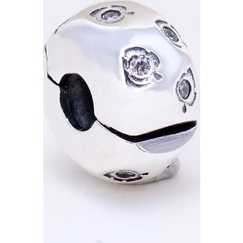 Authentic S925 Silver Flashing leaf no rubber ring fixed buckle clip Beads Fit Original Bracelet Necklace DIY Jewelry