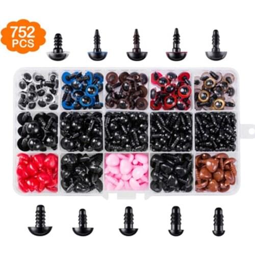 752PCS screw combination Black Plastic Crafts Safety Eyes for Bear Soft Toy Animal Doll Amigurumi DIY Accessories For Toy Gift