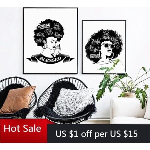 Modular Prints Pictures Wall Decor Afro Woman Praying God Canvas Painting Simple Style Nordic Poster Aesthetic Room Decor