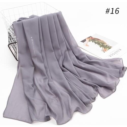 85*180CM Monochrome Pearl Chiffon Headscarf Large Size Womens Head Scarf Latest Turban for Women Muslim Womens Turban Scarf