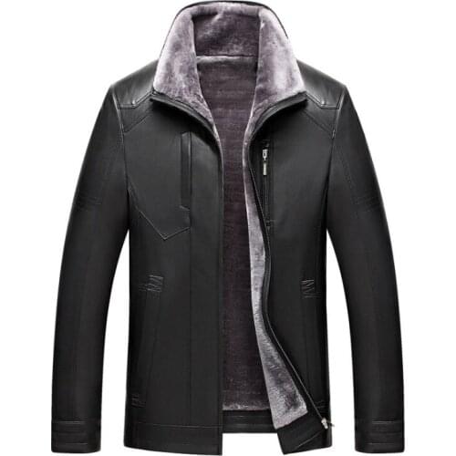 New Brand Men Leather Jacket Winter Fur Collar Thicken Motorcycle Leather Jackets Male Business Casual Coats Windproof PU Jacket