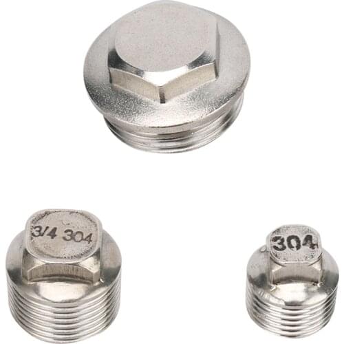 Stainless Steel 1/2" 3/4" 1" Male Thread End Cap Squrae Head End Plug Cap Water Gas Oil Plumbing Pipe Fittings