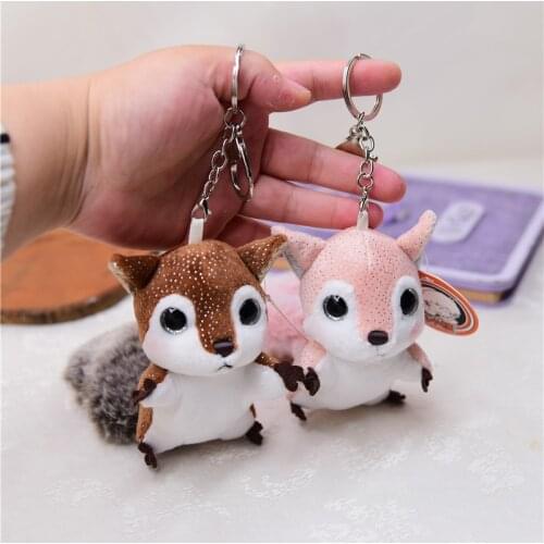 New Cute Stylish soft tail Creative Popular squirrel baby bed pendant bag ornaments Boutique Keychain birthday couple gift