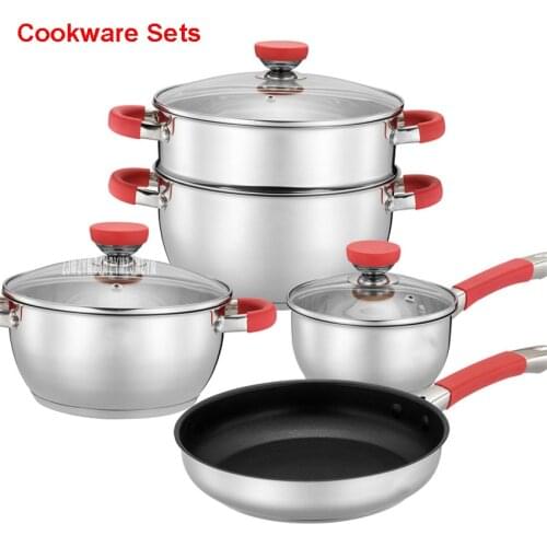 General Family Stainless Steel Pots & Pans Household items set pots silicone pans anti-hot set high quality kitchen utensils