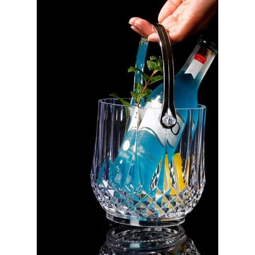 Creative Acrylic Ice Bucket Transparent Quality Red Wine Champagne Storage Tank Portable Handle KTV Dedicated Barware 13*14CM