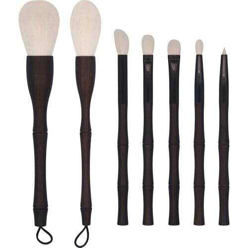 P99 Professional Handmade Makeup Brush Set 7pcs Soft Saikoho Goat Hair Face Powder Eye Shadow Brush Ebony Make Up Brushes Kit