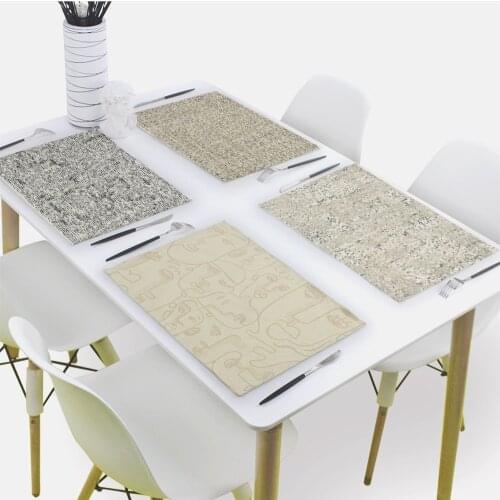 Retro Style Placemat for Dining Table Geometry Print Drink Coasters 32x42cm Rectangle Coaster Tableware Mat Kitchen Decoration