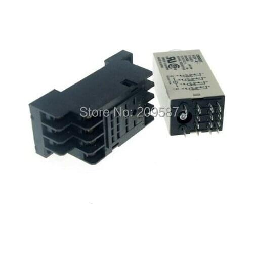 0~10s 10sec DC 12V H3Y-4 DPDT Power on Time Delay Relay with Base