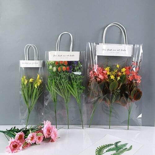 Flower Packing Box Transparent Flower Bouquet Bagging Florist Decoration Long Tote Clear Bag Collocation Packaging Bag