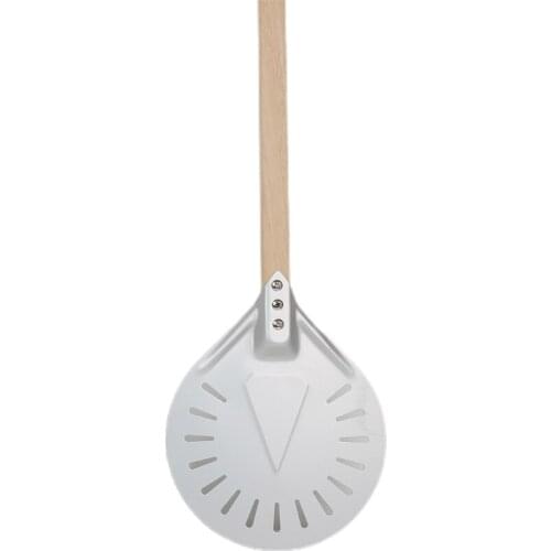 T5EF High Quality Pizza Turning Peel Aluminum Wooden Handle Pizza Peel Tool with Wooden Handle for Pizza Bread Durable Home