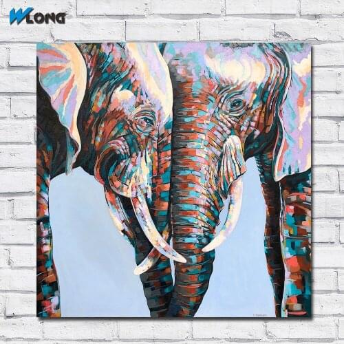 Wlong Fashion Printing Oil Painting Canvas Pop Art Elephants Wall Art , Wall Pictures for Living Room Bedroom Office No Frames