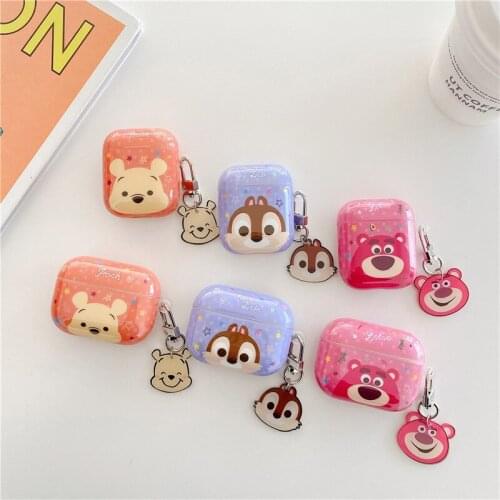 Cute Pooh squirrel strawberry bear print pattern airpods pro protective cover cartoon apple headset cover