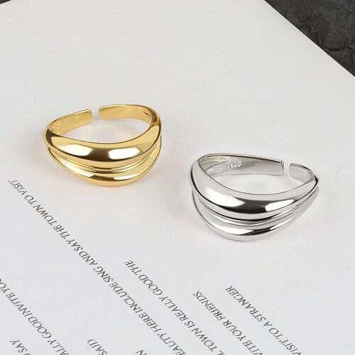 Korean Double Irregular Line Ring for Women Trend Simple Fashion Light Board Concave with Tail Ring Jewelry Rings Gift for Women