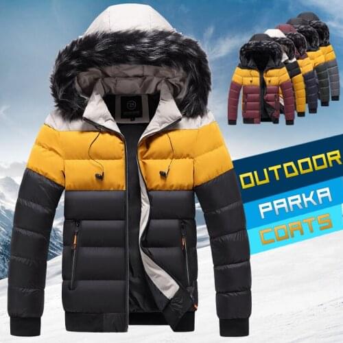 Winter Parkas Coats Men 2021 Warm Thick Fur Collar Jackets Casual Hooded Parkas Men Patchwork Detachable Overcoats Mens Clothing