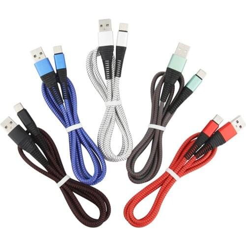 1M Spiral Stripe USB Cable for iPhone Nylon Braided Type C Micro USB Charging Cord For Samsung Huawei HTC Xiaomi Mobile Phone