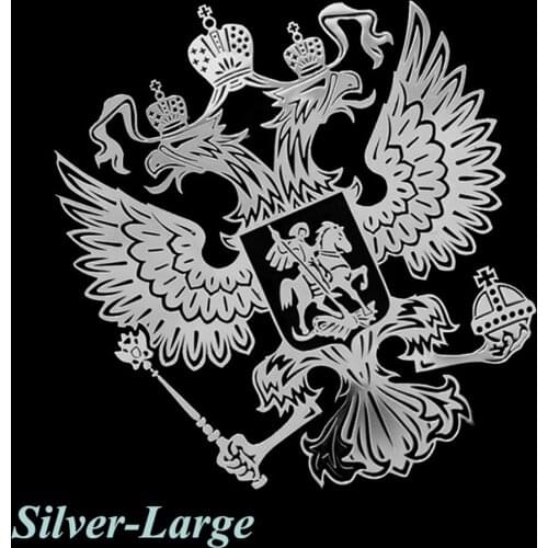 1 PC Coat of Arms of Russia Nickel Metal Car Stickers Decals Russian Federation Eagle Emblem Car Sticker Gold / Sliver