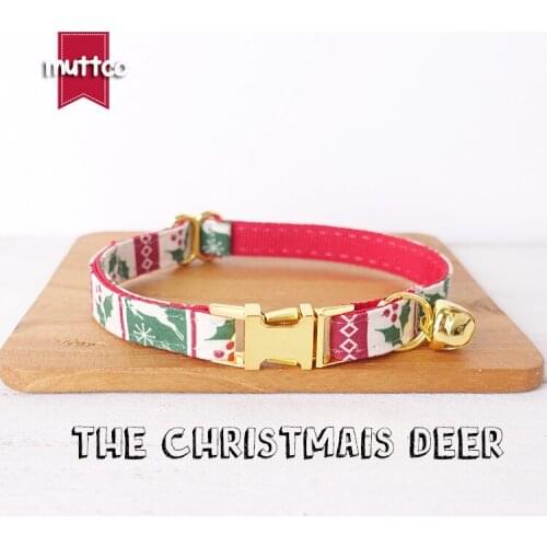 10pcs/lot MUTTCO retail with platinum high quality buckle collar for cat THE CHRISTMAIS DEER design cat collar 2 sizes UCC094B