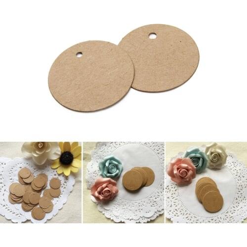 100pcs/lot DIY Round Brown Kraft Paper Tags Food Label Wedding Gift Decorating Tag Party Supplies 2x2cm
