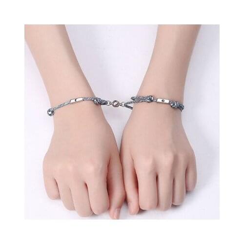 2pcs/lot Valentines Day Adjustable Size Star and Moon Magnetic Rope Bracelet Fashion String Bangle For Couple Holiday Gift