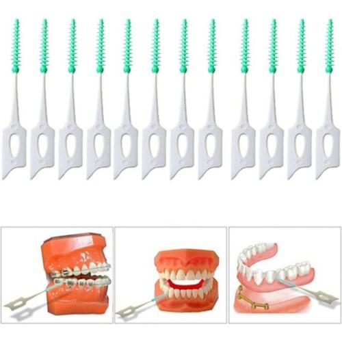 20 Pcs/pack Silicone Dual Toothpick Oral Interdental Cleaning Oral Care Push-Pull Teeth Floss Dental Gum Brush Tooth Brush