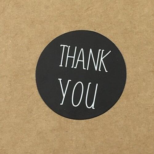 2000PCS/Lot 3cm circular black colour Printed above"Thank you" Sticker Labels Adhesive Stickers DIY For Box/gift/envelope