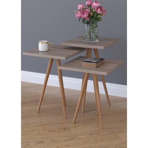 Retro 3 pcs Zigon Side Serving Stand Tea Stand Decorative Coffee Table-Cordoba