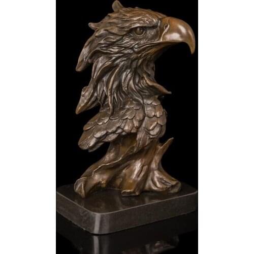 30 CM Western Art Deco Bronze Marble Lanneret Hawk Eagle Ornament Bust Sculpture