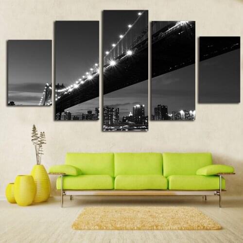 5 panel high quality New York City landscape Canvas Painting Large Wall Pictures For Living Room Custom no frame Direct Selling