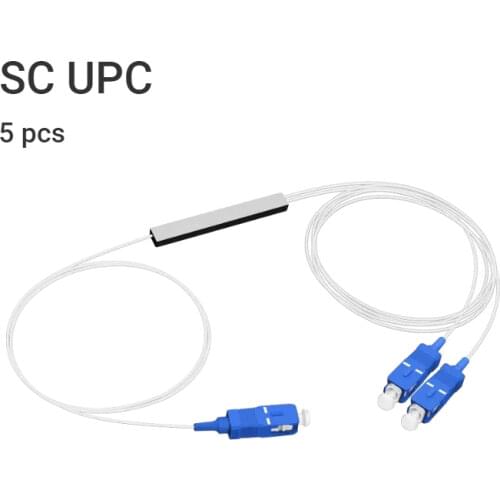 5PCS/Lot Fiber Optical PLC Splitter SC 1 : 2 Mini Steel Tube Type 1x2 0.9mm Fiber Opitc Splitter SC/UPC Connector Free Shipping