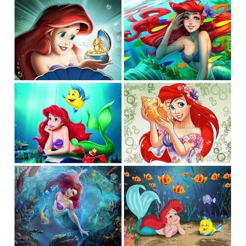 Diamond Painting 5D DIY Cartoon Fairy Ocean Beauty Princess Mosaic Full Square/Round Art Embroidery Drill Kit Home Decoration