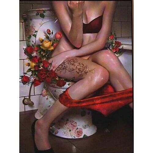 Diy Diamond Painting Toilet Girl Cross Stitch Full Square Diamond Embroidery 5d Diamond Mosaic Pattern Beaded Embroidery