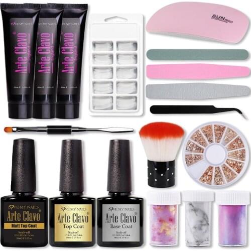 Arte Clavo Nail Gel Set Builder Gel Base Top Coat Soak Off Manicure Kit Electric Nail Drill For Nail Tool Set 6W UV&LED Lamp New