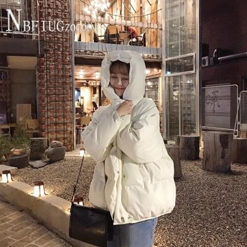 Beige Black Color Casual Hooded Zipper Women Parkas Covered Button Female Jacket