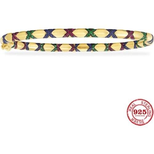 Fashion Charms Copy 1:1 Copy,Yellow Multicolor Tribal Bangle With Crosses Women Luxury Monaco Jewelry Gift