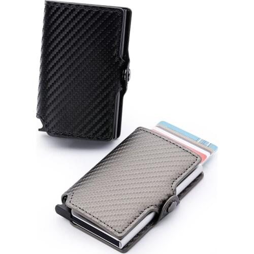 Casekey Luxury Carbon Fiber Rfid Mini Slim Wallet Men Minimalist Bifold Card Holder Wallet Pop Business Card Credit Card Holder