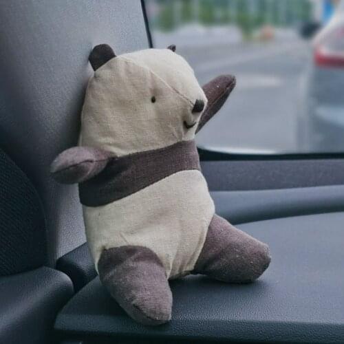 Handmade Baby Panda Bear Soft Toy Cuddle Linen Fabric Stuffed Animal Doll Newborn Christmas Gift Baby Panda Sewing Cloth Doll