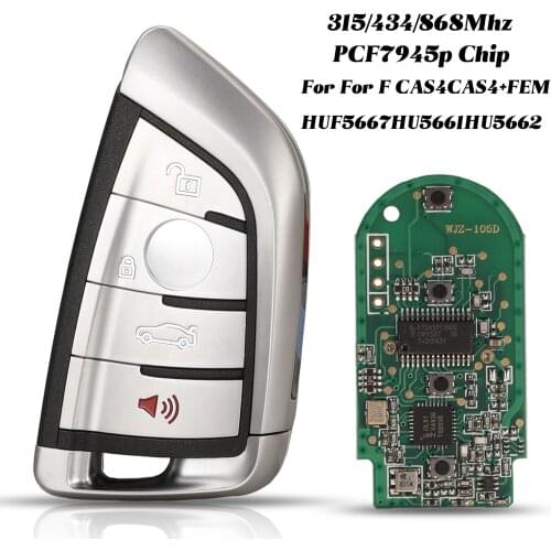 Jingyuqin 4BT Smart 315/433/868Mhz Remote Car Key PCF7945P Chip Fob For BMW 3 5 7 F Series FEM/CAS4/CAS4+HUF5663 HU5661 HU5662
