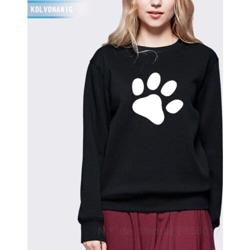 KOLVONANIG Witer Style Women Cute Footprint Printed Hoodies Pullovers Long Sleeve Sweatshirts Casual Street Hoody Clothing Tops