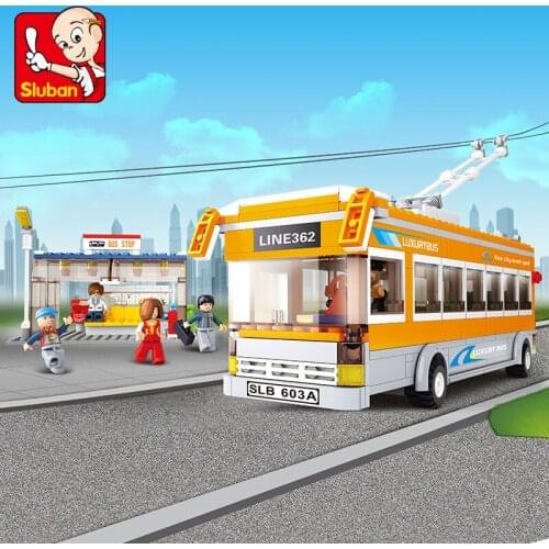 SLuban City Car-Tram Educational Toy Childrens Assembled Car Model Building Block Minifigures Toy Gift For Kids