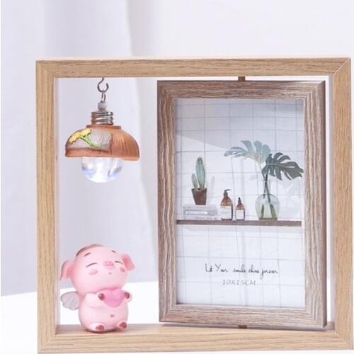 Creative Nordic Wooden Photo Frame Double Side Rotating Frames Home Decoration