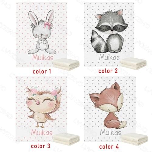 LVYZIHO Personalized Name Woodland Forest Animal Baby Blanket - 30x40 / 48x60 / 60x80 Inches - Fleece Blanket