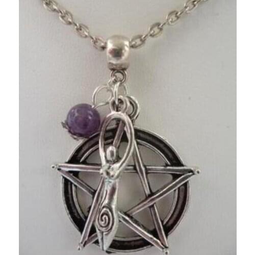 New Fashion - Goddess - Pentagram Pendant Necklace Witch Pagan Goth Jewelry Gift 6Pcs