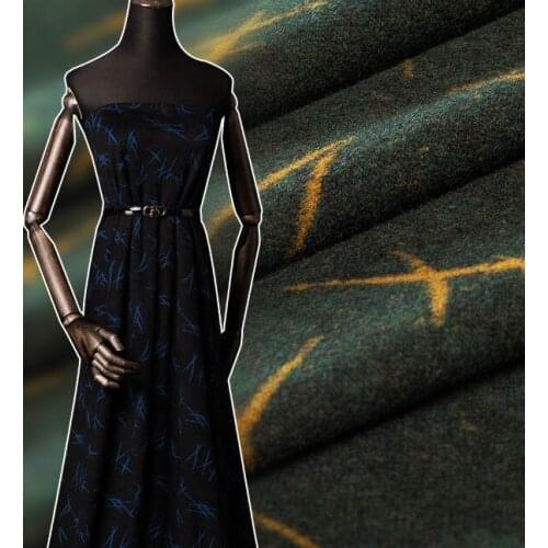 New wool printed fabric knitted velvet fabric autumn and winter material wool jacquard dress digital printing clothing fabric